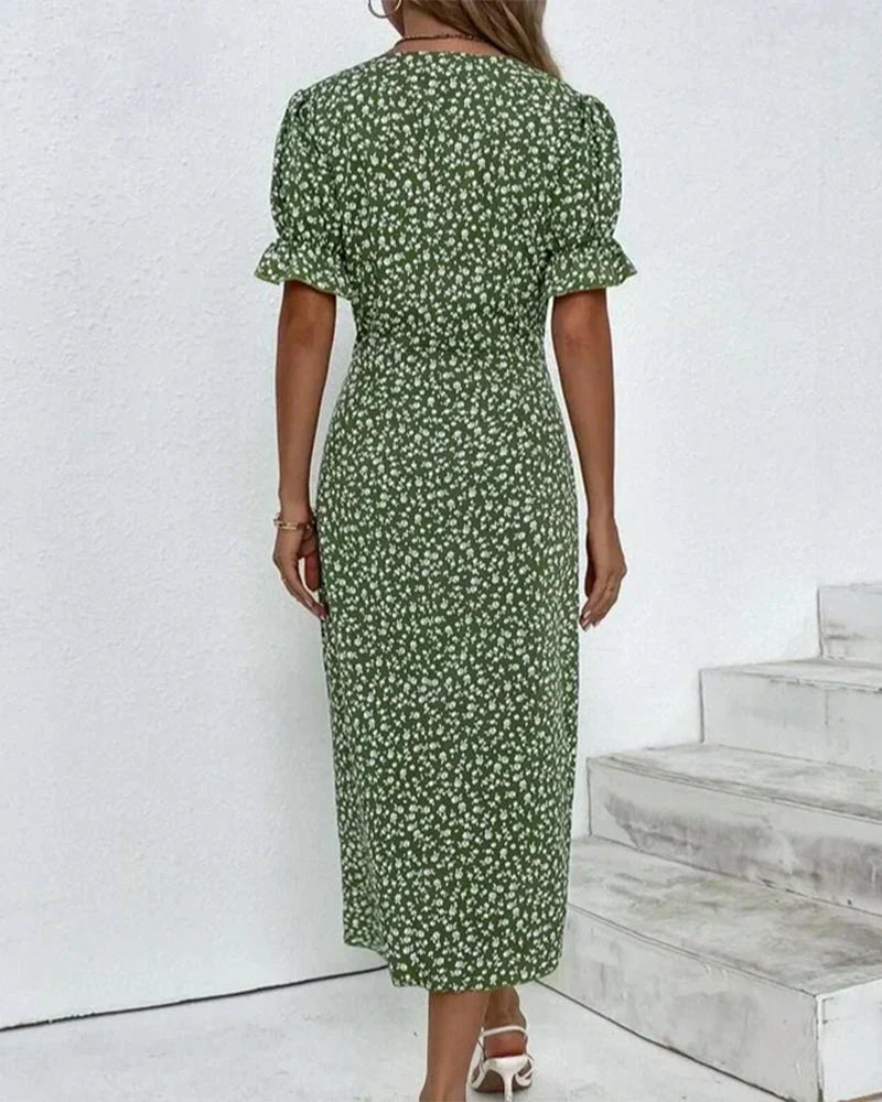 Leah | Ruffle Wrap Button Dress