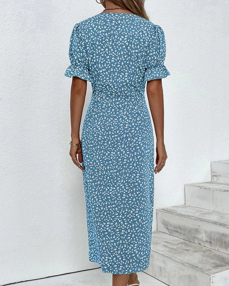 Leah | Ruffle Wrap Button Dress