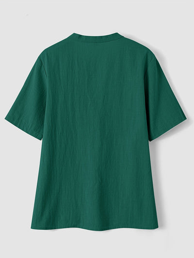 Sharron - Elegant V-Neck Blouse With Button Up