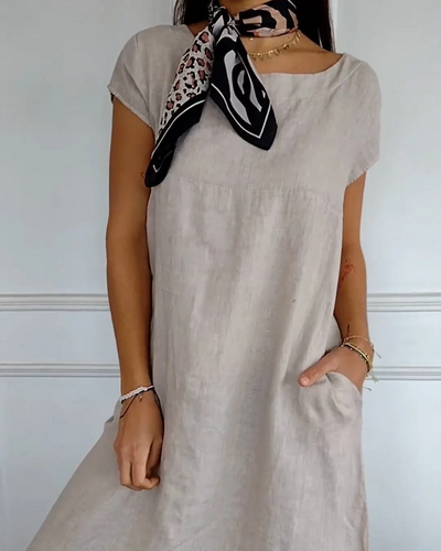 Juniper - Trendy Cotton Linen Dress with Pockets