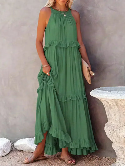Ilona - Halterneck Dress With Ruffles and Maxi Pockets