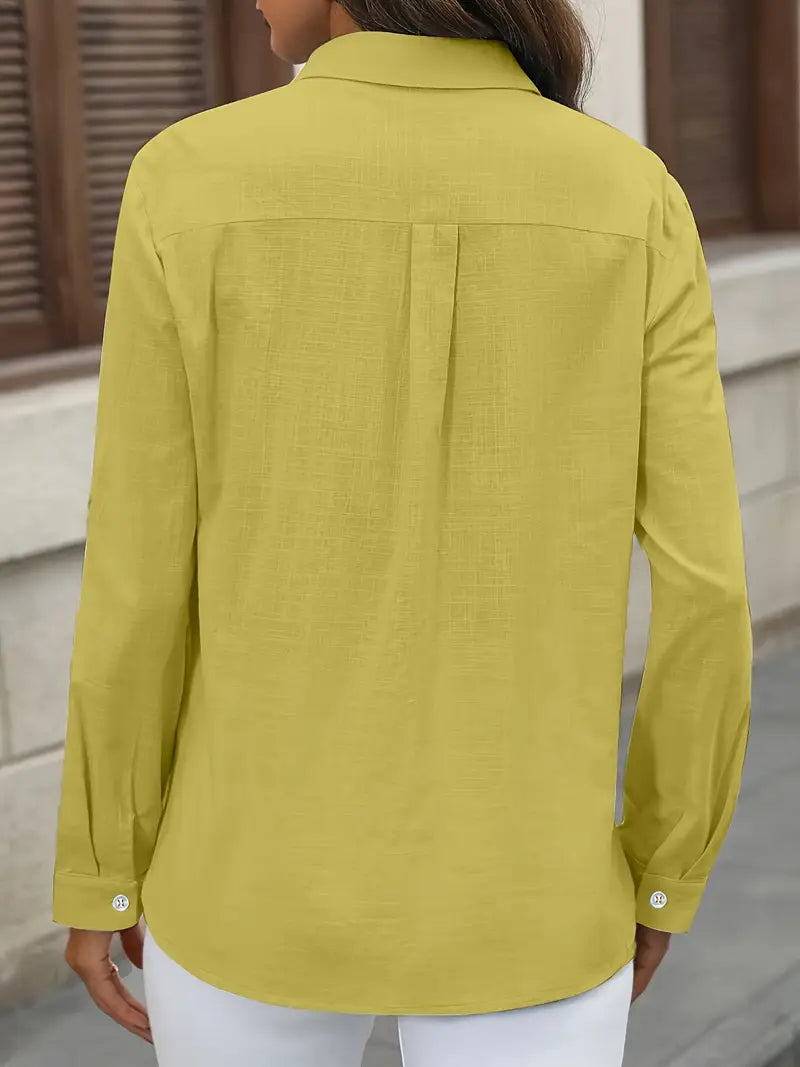 Athena - Cotton Shirt With Front Pockets