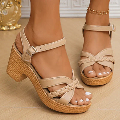 Bella | Stylish Braided Strap Heeled Sandals