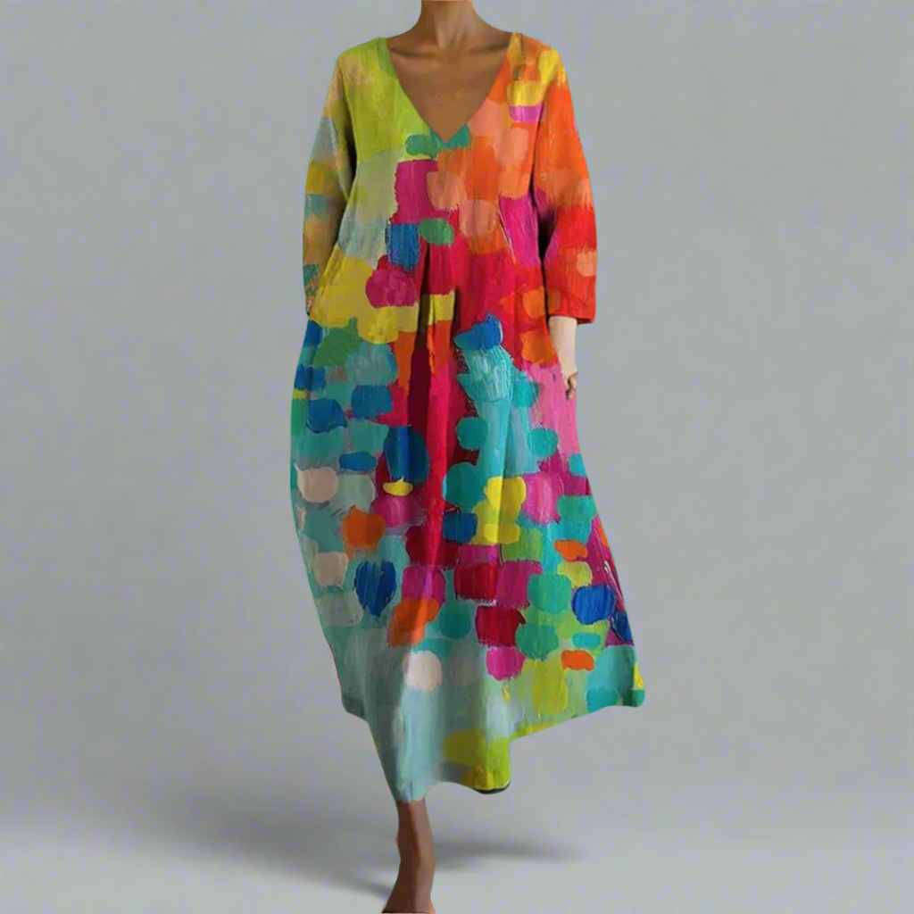Lumi | Elegant Abstract Floral Maxi Dress