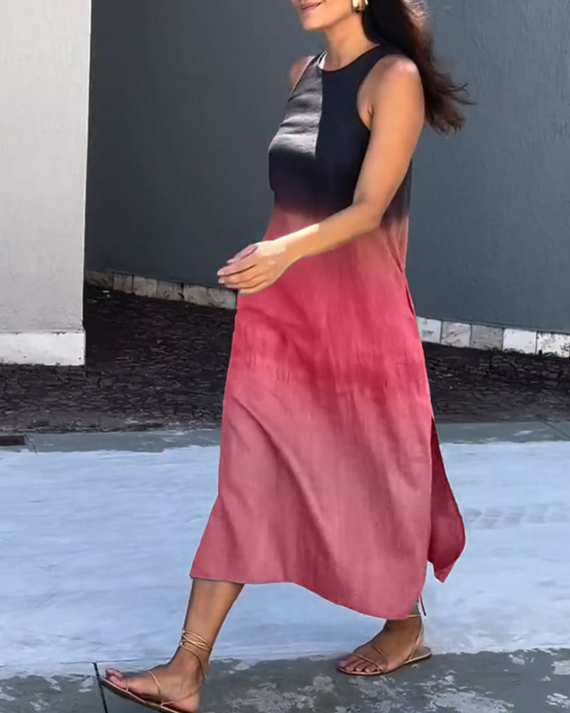 Melanie | Ombre Linen Sleeveless Dress