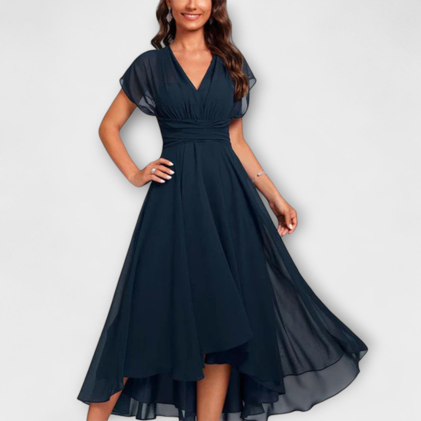 Julita – V-Neck Flowing Evening Dress