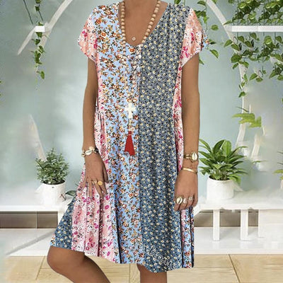 Noa | Boho Summer Dress with Floral Print and A-Line Fit