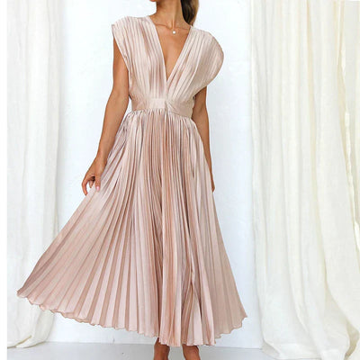 Adele | V-neck Maxi Dress with Pleats