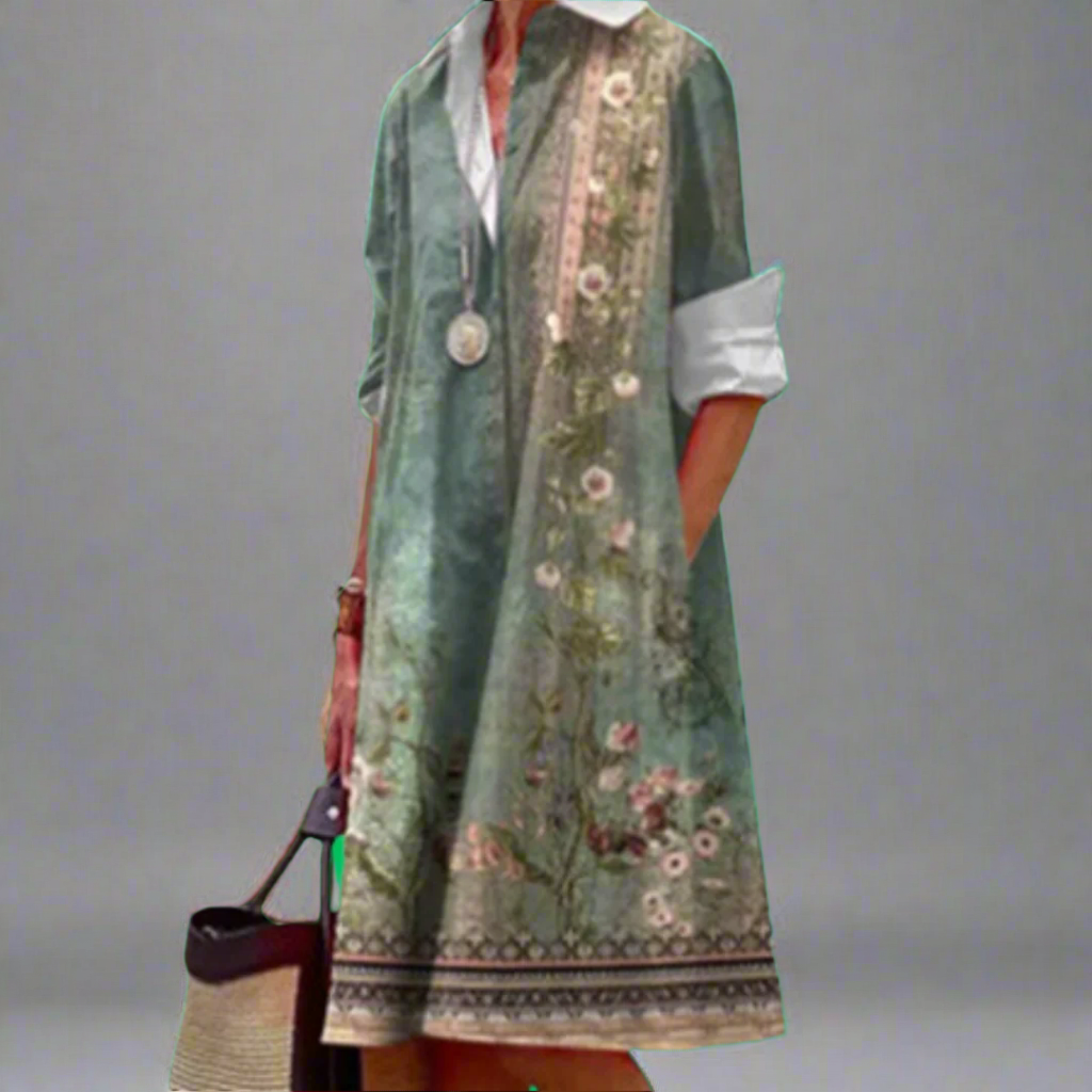 Kaia | Chic Shirt Dress with Long Sleeves and Turn-Down Collar