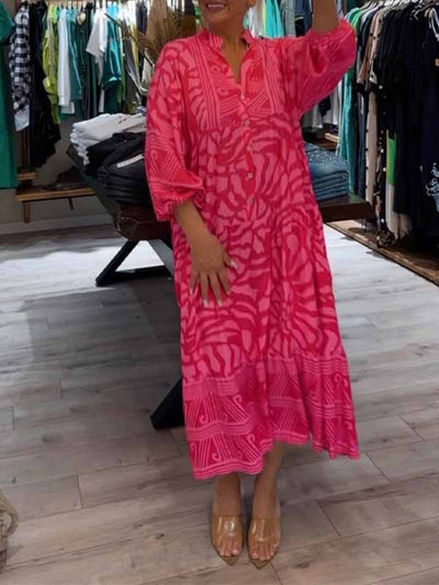 Elka™ - Loose Printed V-Neck Dress for Women