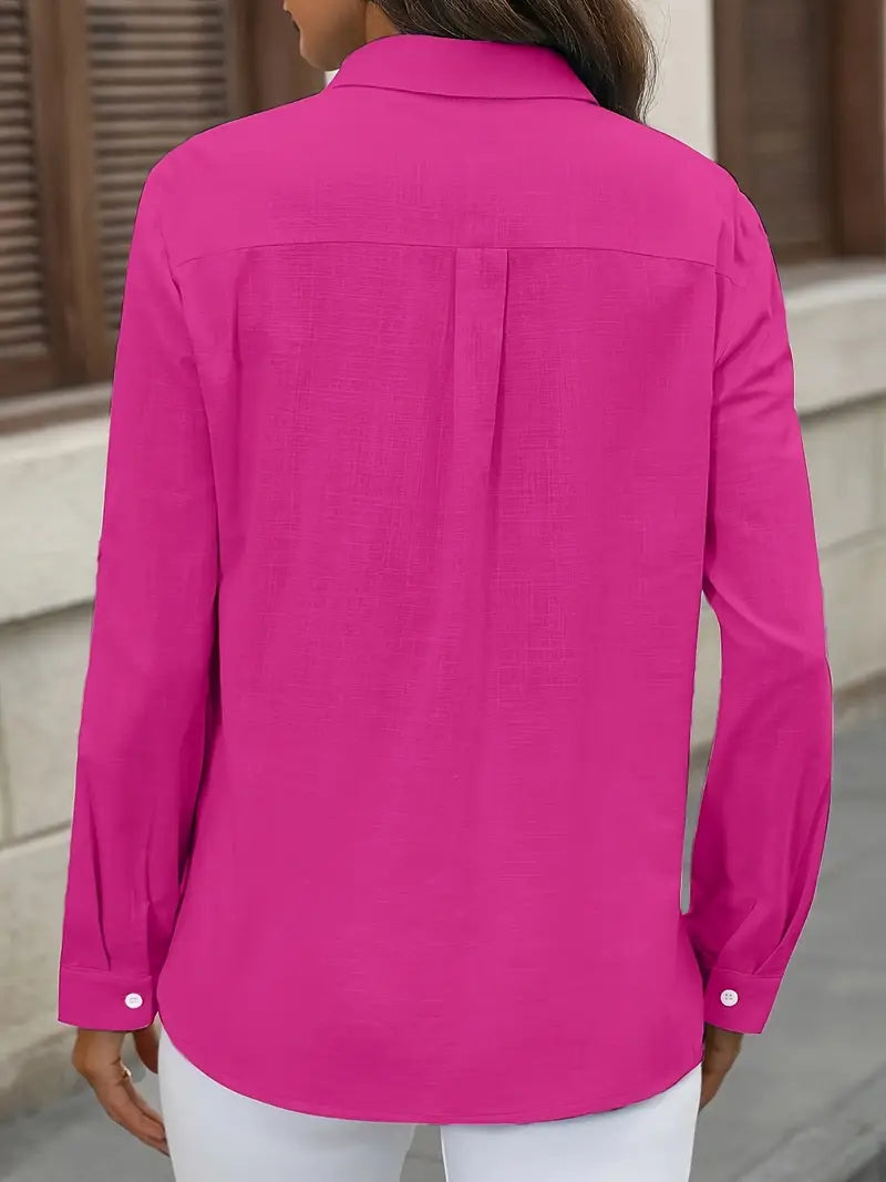 Athena - Cotton Shirt With Front Pockets