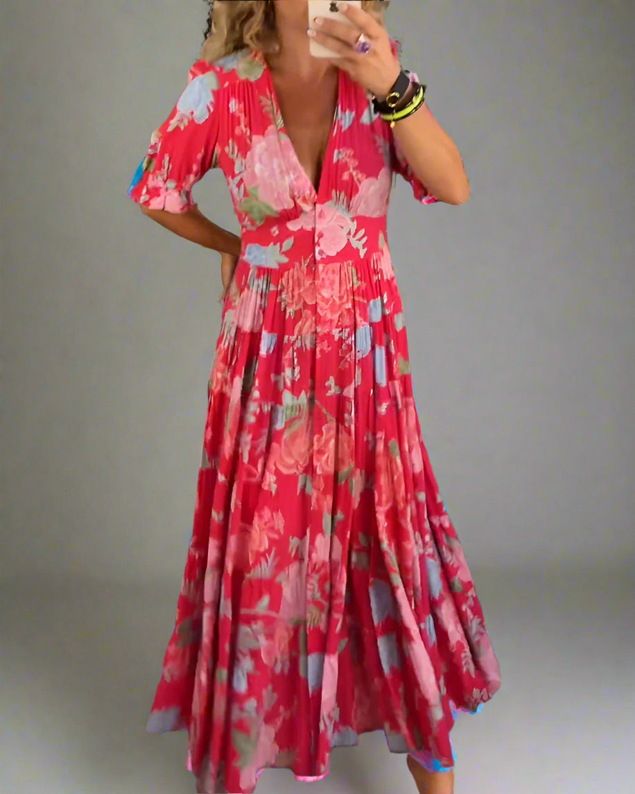 Mathilda | Floral Day Dress with Hidden Pockets and Feminine Cut