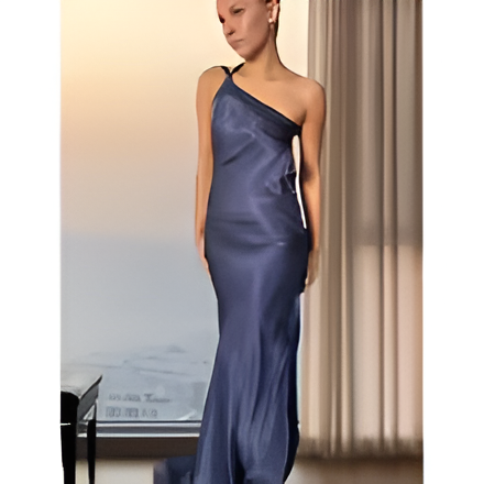 Girls’ Sleeveless Backless Diagonal Collar Dress