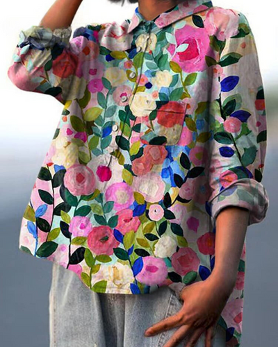 SERAPHINA I RETRO-FLOWER BLOUSE