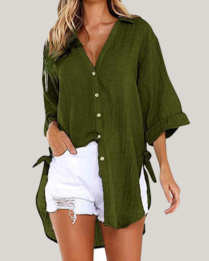 Long Shirt with Ties on the Sides