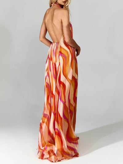 Marlyn - Backless Maxi Dress With Halter Neck