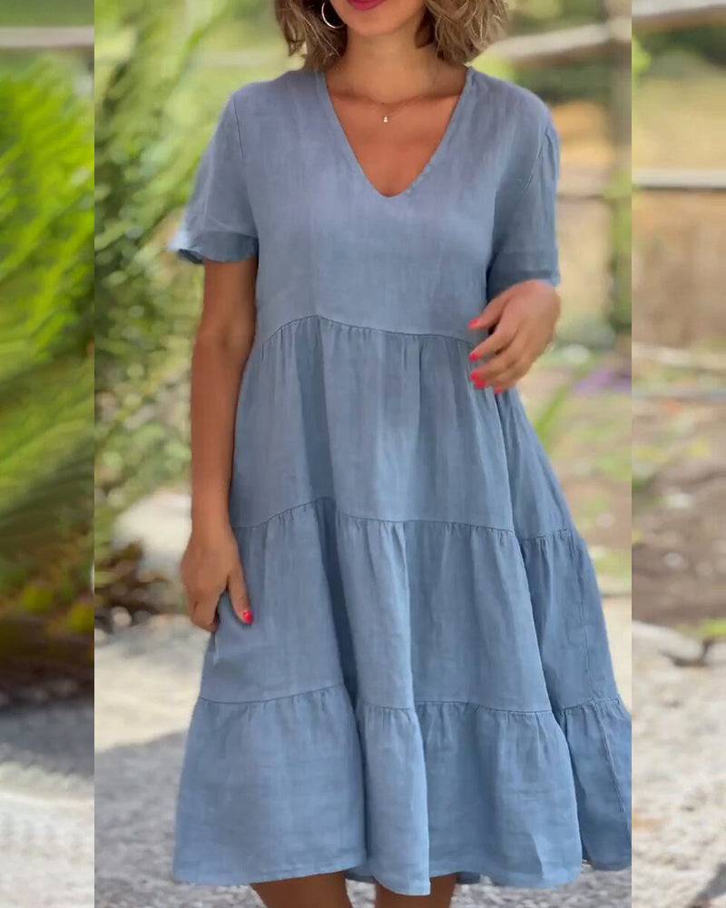 Samantha | Breezy V-Neck Dress with Pockets