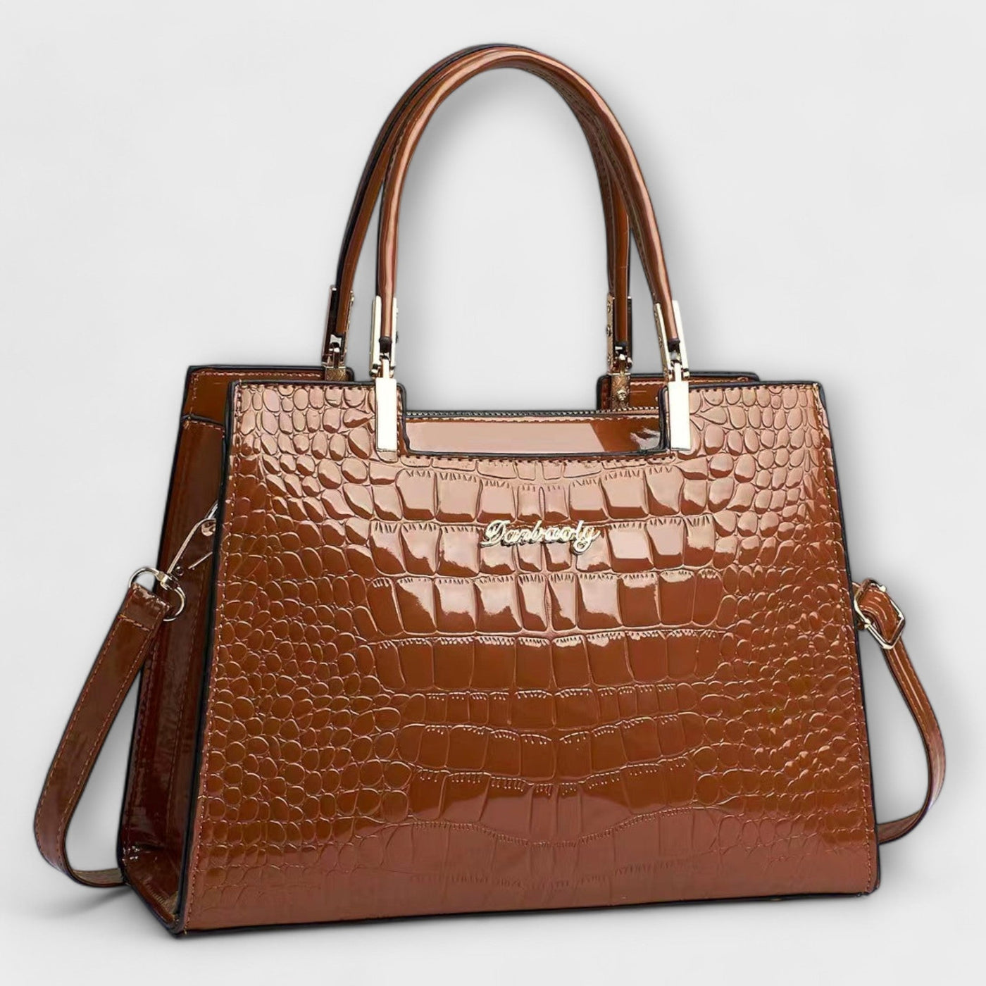 Glossy Crocodile Pattern Handbag