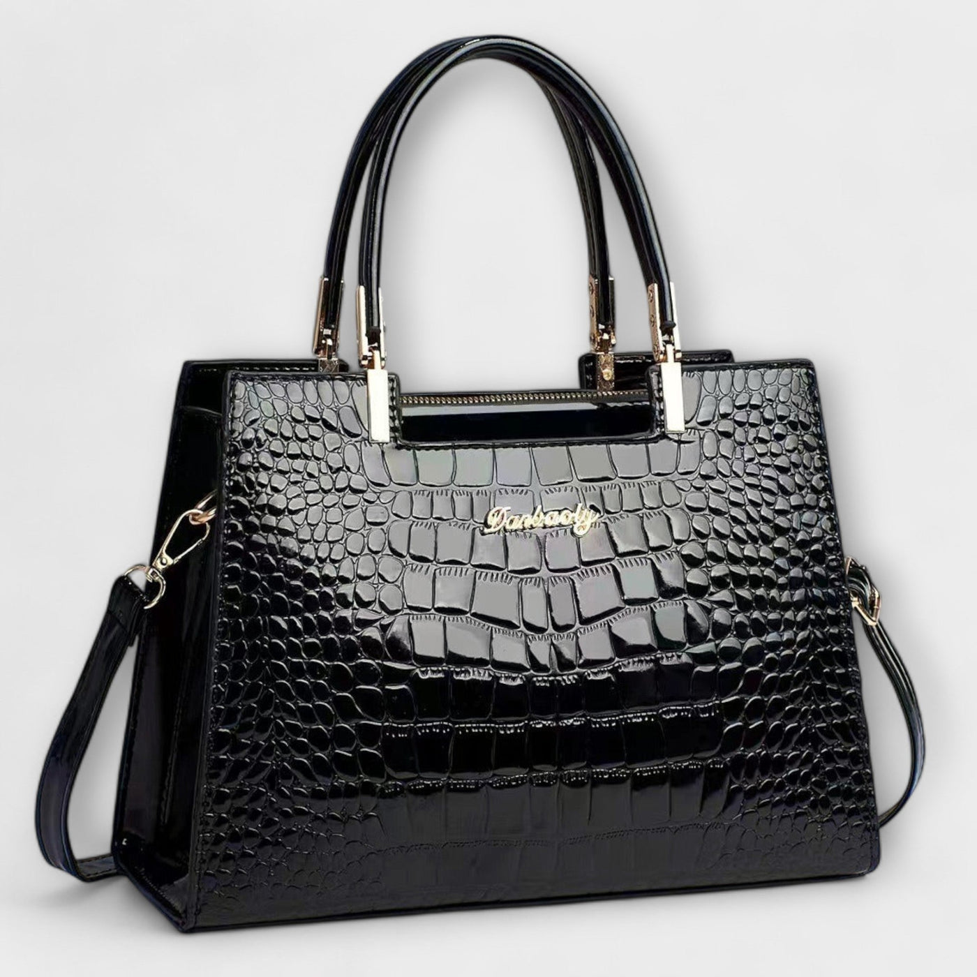 Glossy Crocodile Pattern Handbag