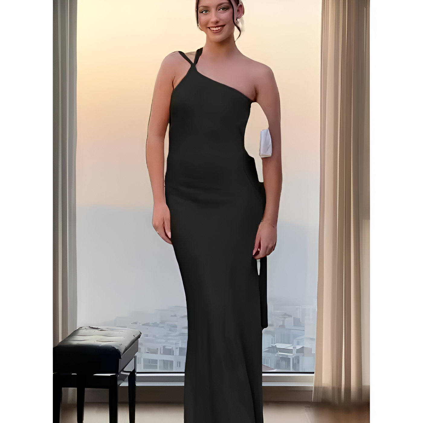 Girls’ Sleeveless Backless Diagonal Collar Dress