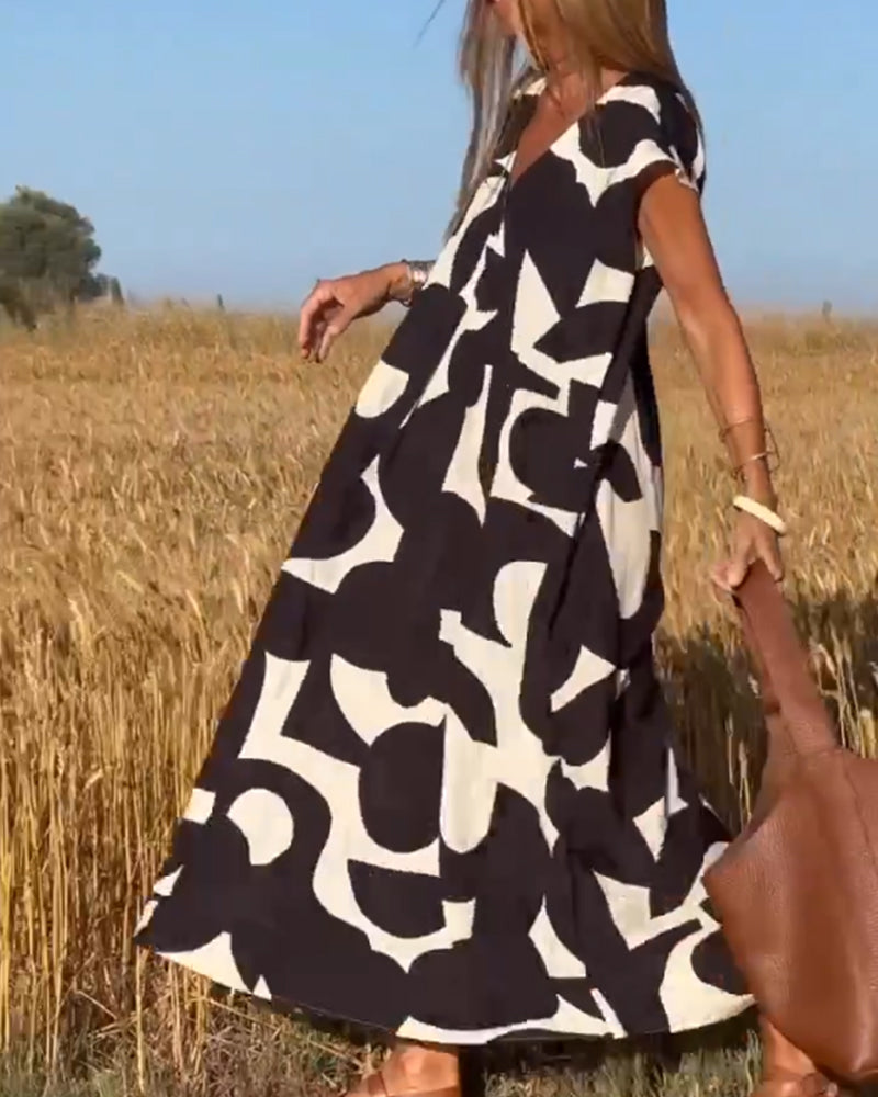 Lauren | Abstract Sleeveless Swing Dress