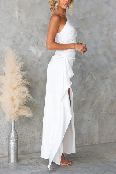Inez - Elegant One Shoulder Maxi Dress