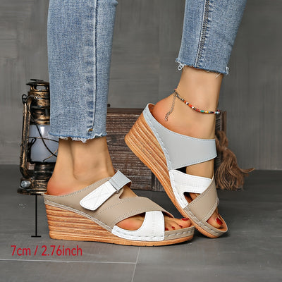 Marina Colorblock Wedge Slides - Comfortable Sandals