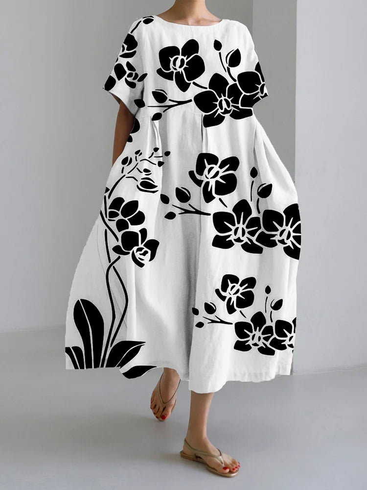 Cassidy - Timeless Flowy Black Floral Dress