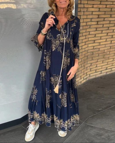 ANNE - Vintage loose V-neck dress