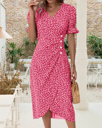 Leah | Ruffle Wrap Button Dress