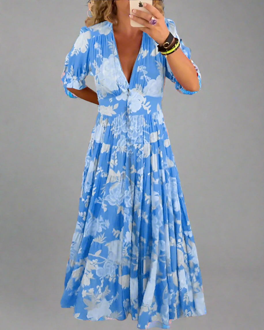 Mathilda | Floral Day Dress with Hidden Pockets and Feminine Cut