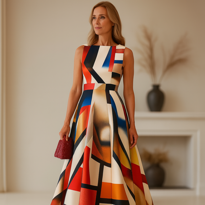 Ashlynn - Chic O-Neck Pleated Sleeveless Evening Dress