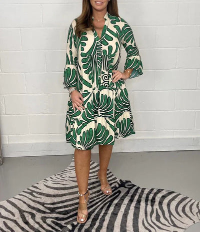 Fenella - Printed V Neck Midi Dress