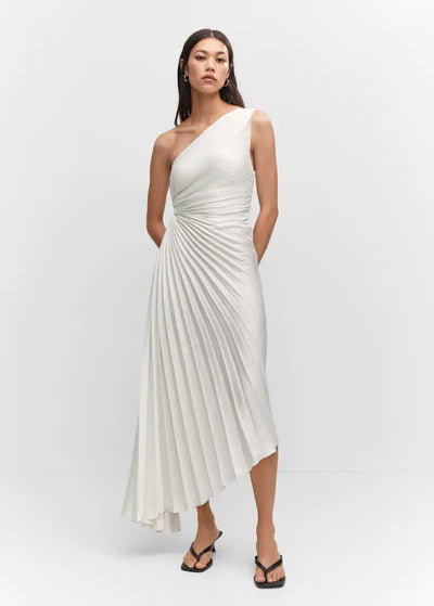 Sylviana - One Shoulder Pleated Midi Dress