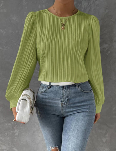 Carly – Pleated Long-Sleeve Blouse