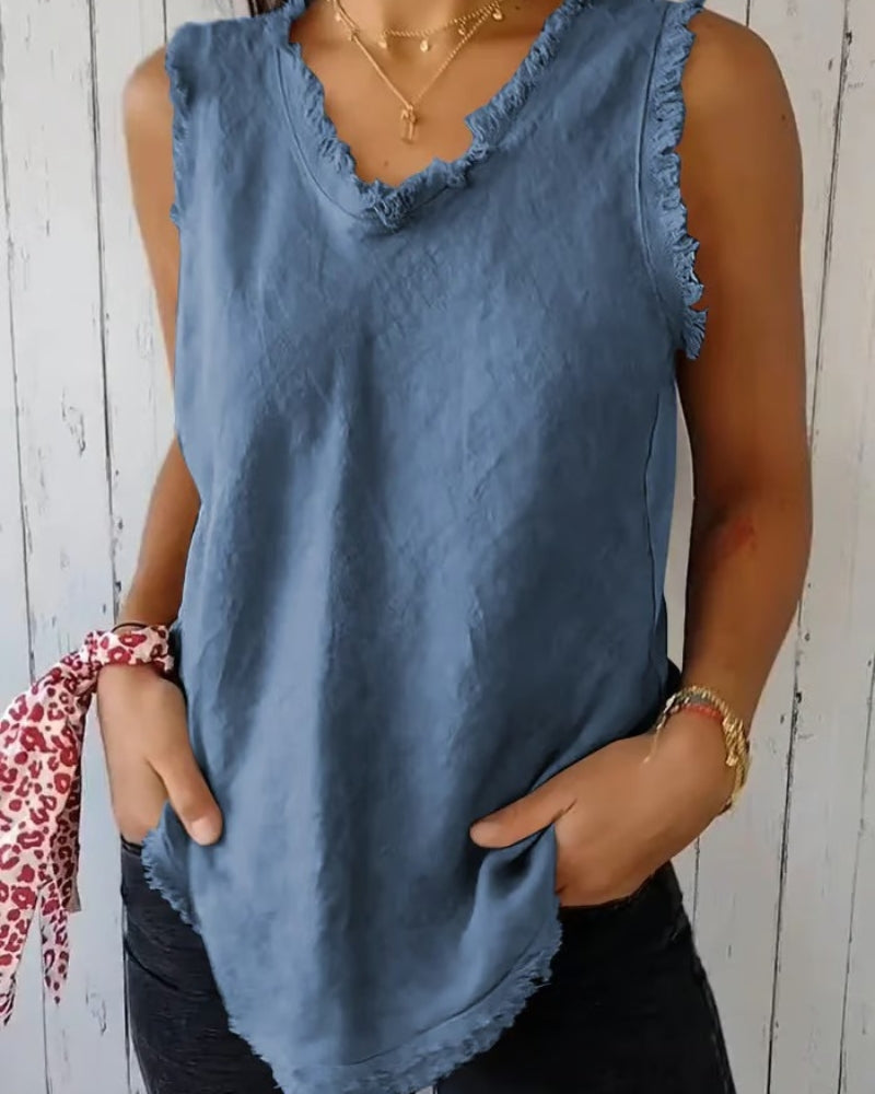 AMARAN - COTTON AND LINEN SLEEVELESS TOP