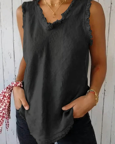 AMARAN - COTTON AND LINEN SLEEVELESS TOP