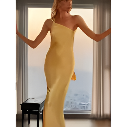 Girls’ Sleeveless Backless Diagonal Collar Dress