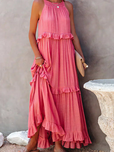 Ilona - Halterneck Dress With Ruffles and Maxi Pockets