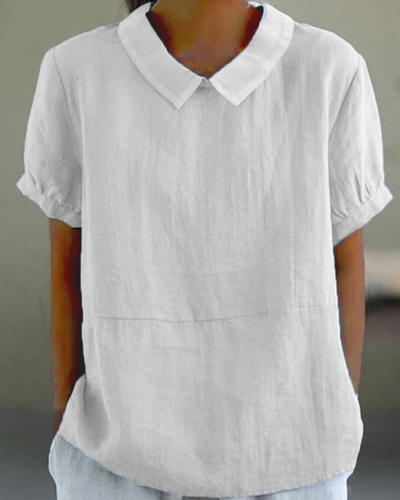 Beatrix - Retro Floral Cotton-Linen Shirt