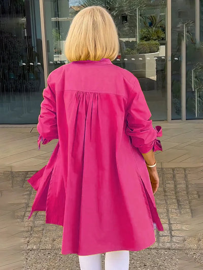 Elliora - Gathered Back Cotton Shirt Jacket