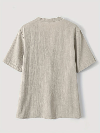 Sharron - Elegant V-Neck Blouse With Button Up