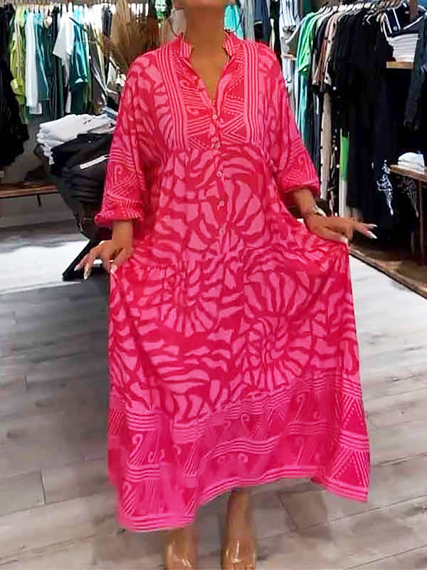 Elka™ - Loose Printed V-Neck Dress for Women