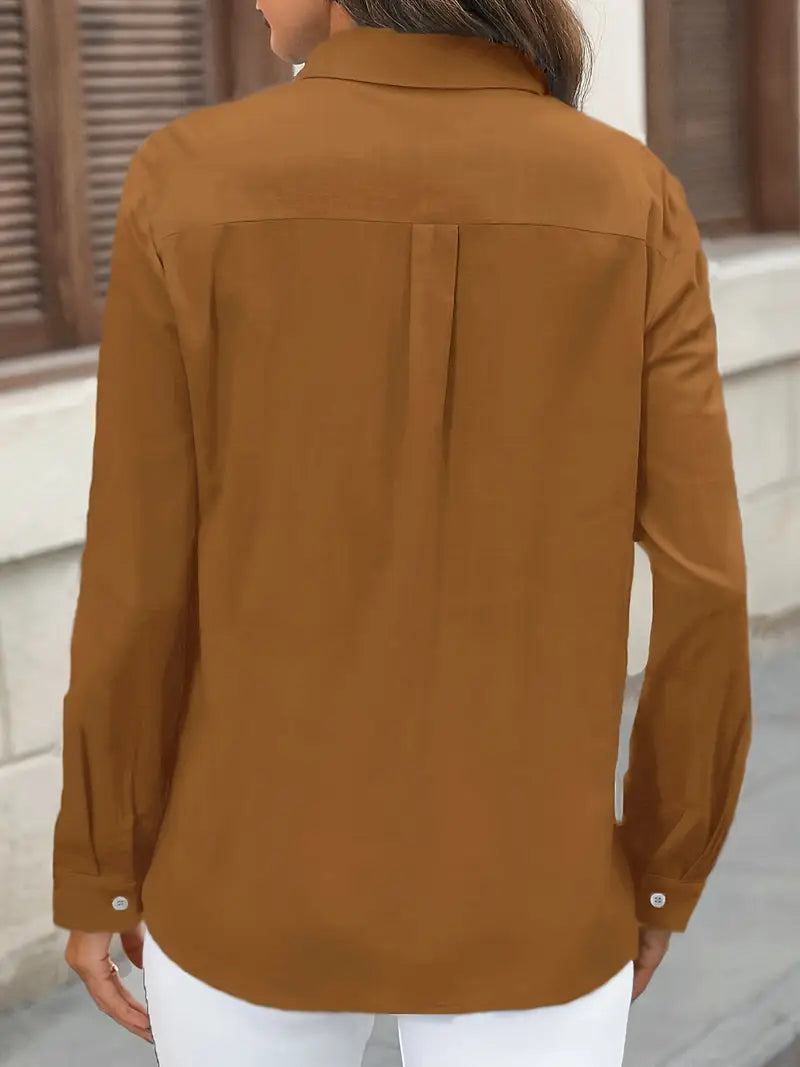 Athena - Cotton Shirt With Front Pockets