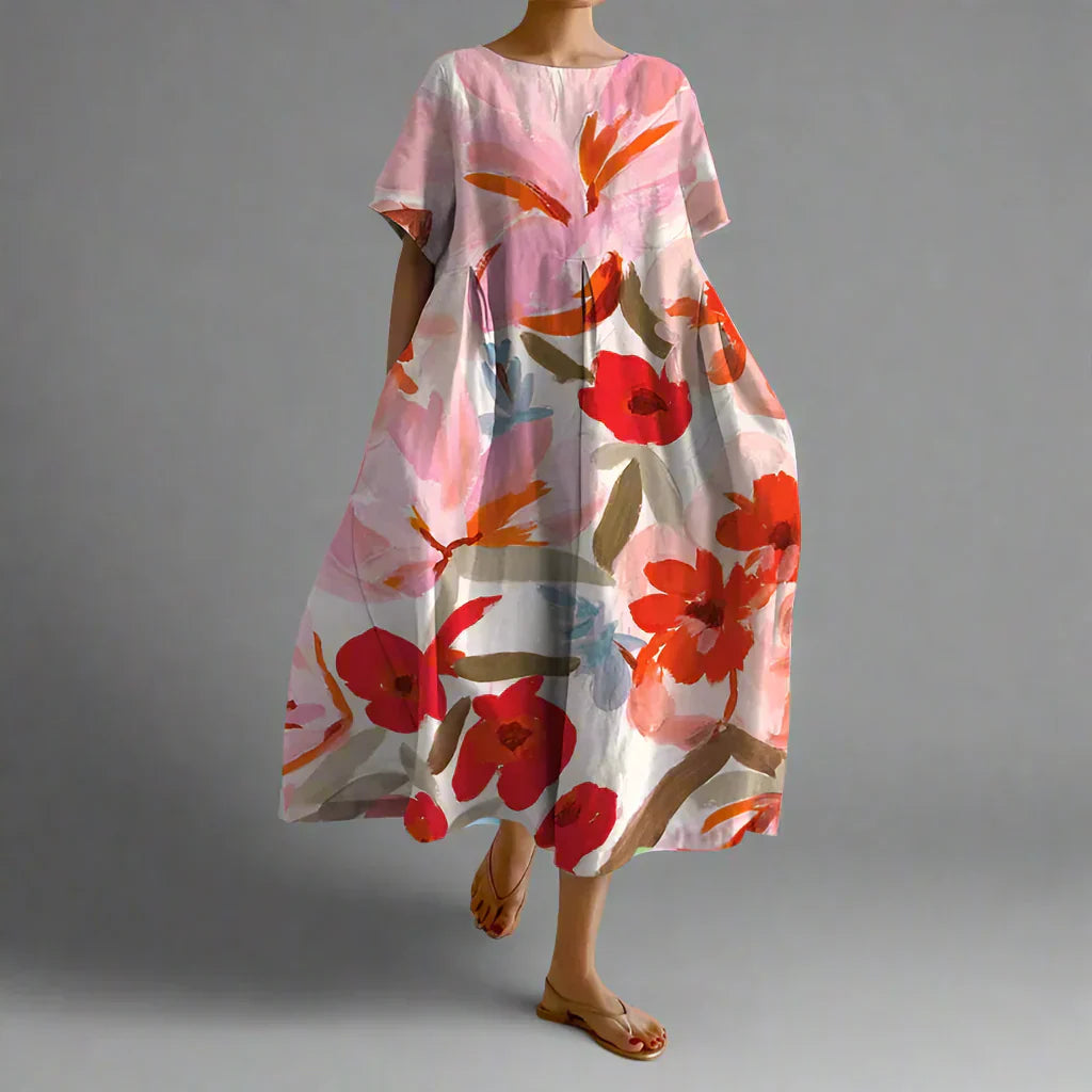 Xyrhilda | Summer Dress with Floral Pattern and Flowing Cut