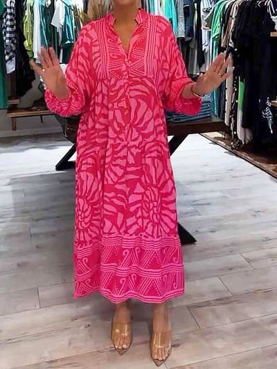 Elka™ - Loose Printed V-Neck Dress for Women