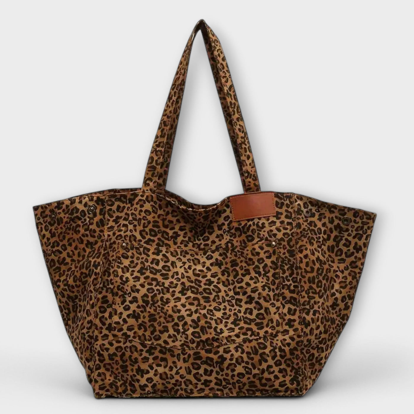Elegant Leopard Print Canvas Shoulder Bag
