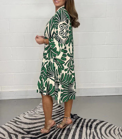 Fenella - Printed V Neck Midi Dress