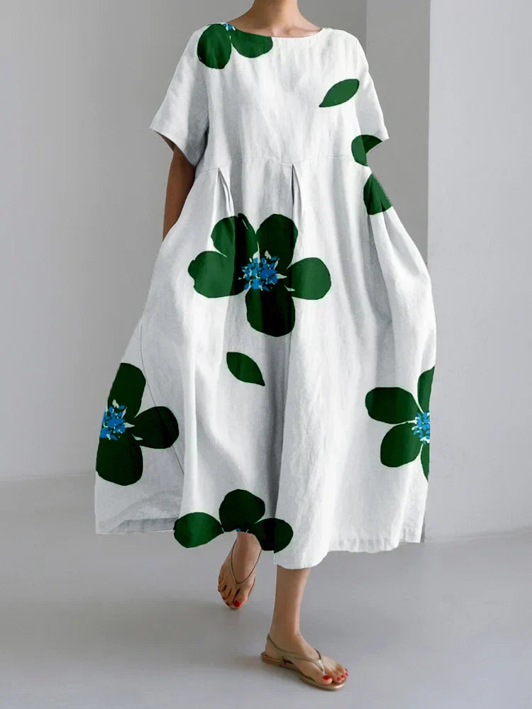 Ivy - Elegant Nature-Inspired Flowing Botanical Midi Dress