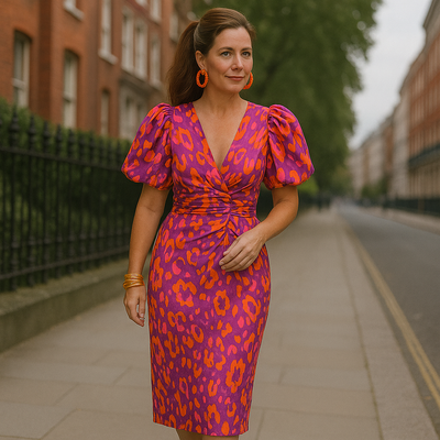 Arielle | Colourful Dress With Pleated Sleeves